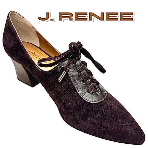 J. RENEE Ellam Brown Suede- Leather Women’s Granny Loafer Size 9 Medium New - Picture 1 of 8